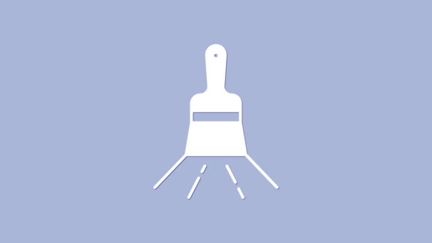 Icono de pincel blanco aislado sobre fondo púrpura. Animación gráfica de vídeo 4K — Vídeo de stock