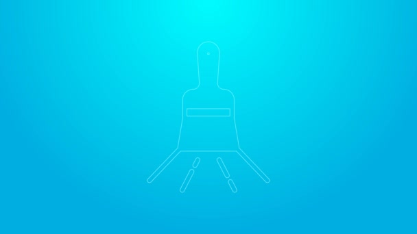 Pink line Paint brush icon isolated on blue background. 4K Video motion graphic animation — Stock Video