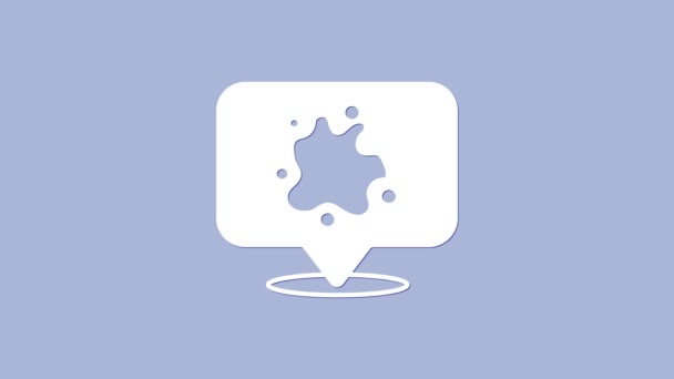 Icona spray vernice bianca isolata su sfondo viola. Animazione grafica 4K Video motion — Video Stock