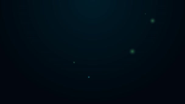 Žhnoucí neonová čára Ikona štětce malby izolovaná na černém pozadí. Grafická animace pohybu videa 4K — Stock video