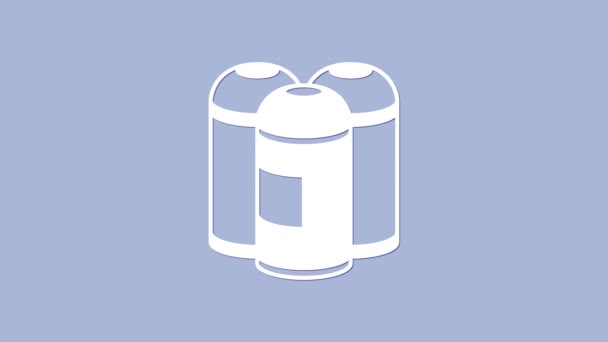 Witte verfspuitbus pictogram geïsoleerd op paarse achtergrond. 4K Video motion grafische animatie — Stockvideo