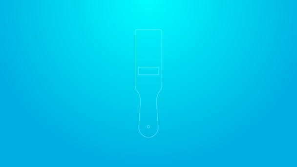 Pink line Paint brush icon isolated on blue background. 4K Video motion graphic animation — Stock Video