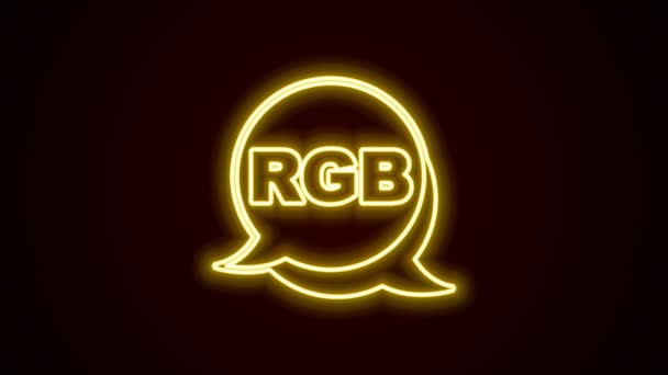 Glowing neon line Speech bubble dengan RGB dan CMYK color mixing icon terisolasi pada latar belakang hitam. Animasi grafis gerak Video 4K — Stok Video