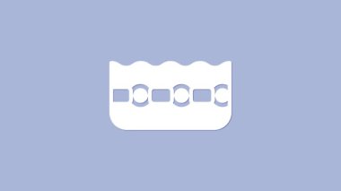 Beyaz yüzme havuzu ikonu mor arka planda izole edilmiş. 4K Video hareketli grafik canlandırması