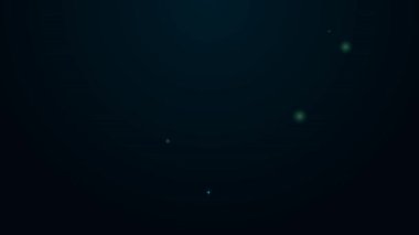 Parlayan neon hattı uydu simgesi siyah arkaplanda izole edildi. 4K Video hareketli grafik canlandırması