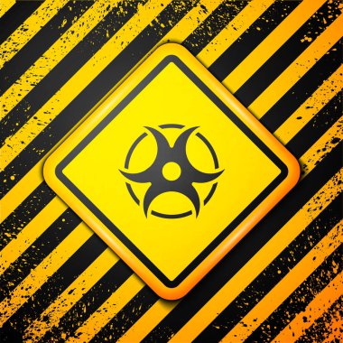 Siyah Biyolojik Tehlike sembolü sarı arkaplanda izole edilmiş. Uyarı işareti. Vektör