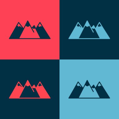 Pop Art Canada manzarası, dağları ve gölün arka planında izole edilmiş ikonu. Vektör