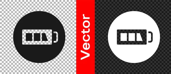 Schwarzes Symbol für den Ladestand der Batterie, isoliert auf transparentem Hintergrund. Vektor — Stockvektor