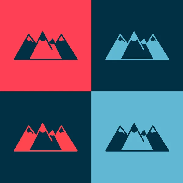 Pop konst kanadensiska landskap med berg och sjö ikon isolerad på färg bakgrund. Vektor — Stock vektor