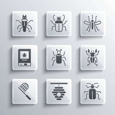 Arılar için Kovan, Böcek Böceği, Böcek Geyiği, Böcek, Kelebek Ağı, Böcek, Termit ve Sivrisinek ikonu hakkında kitap. Vektör