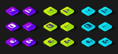 Hindistan cevizi kokteyli, Turist, Filika, Anchor, Yolcu gemisi ve Kokteyl ikonu hazırla. Vektör