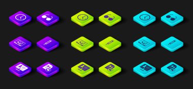 Çevrimiçi sınıfı ayarla, Sınav kağıdında A + notu, İşaretleyici kalem, Gözlük ve Saat simgesi. Vektör