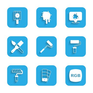 Boya fırçasını, renk palet rehberini, RGB 'yi, spreyi ve spreyi ayarlayın. Vektör