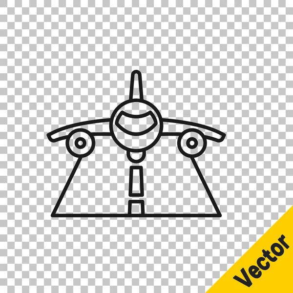 Schwarze Linie Flugzeug-Symbol isoliert auf transparentem Hintergrund. Fliegende Flugzeug-Ikone Verkehrszeichen. Vektor — Stockvektor