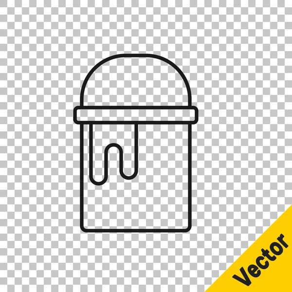 Línea negra Icono de cubo de pintura aislado sobre fondo transparente. Vector — Archivo Imágenes Vectoriales