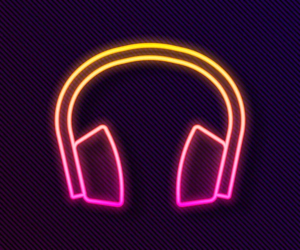 Ragyogó neon vonal Zajszűrő fejhallgató ikon elszigetelt fekete háttérrel. Fülhallgató a zaj ellen. Vektor — Stock Vector