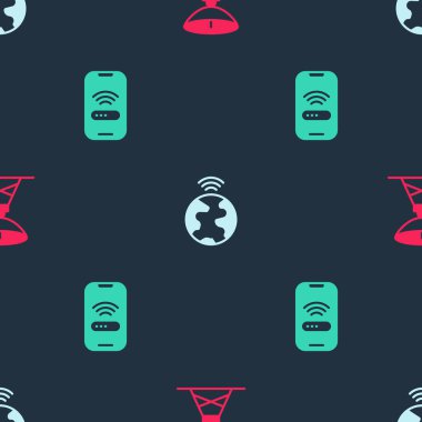 Uydu anteni, Küresel teknoloji ve kablosuz kablosuz kablosuz internet bağlantısı kurun. Vektör