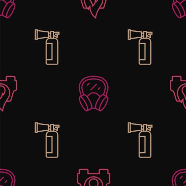 Yanan arabayı, yangın söndürücüyü ve gaz maskesini kusursuz bir şekilde ayarlayın. Vektör