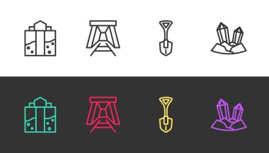 Mayın girişi, Kürek ve Mücevher Taşı 'nı siyah ve beyaza ayarlayın. Vektör