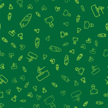 Hattı, sörf tahtasını, su kayakçısını ve yüzücüyü kusursuz şekilde ayarla. Vektör