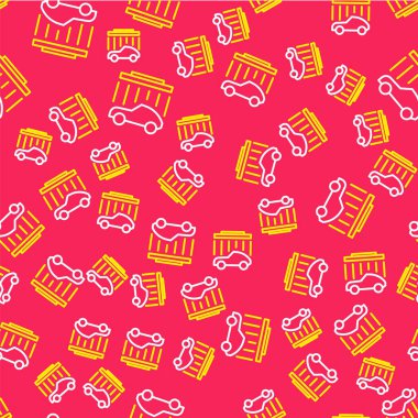 Çizgi Araba Yıkama ikonu kırmızı arka planda izole edilmiş pürüzsüz desen. Araba yıkama ve su bulutu ikonu. Vektör