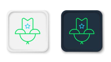 Batılı kovboy şapkası simgesi beyaz arka planda izole edildi. Renkli taslak konsepti. Vektör