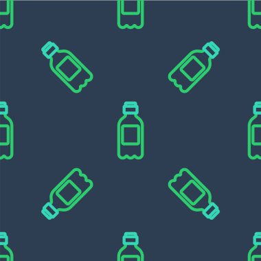 Bir şişe su ikonu mavi arka planda izole edilmiş. Soda su içme tabelası. Vektör