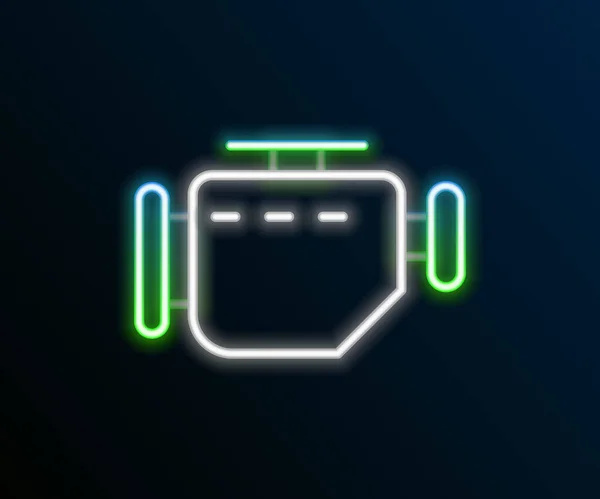Gloeiende neon lijn Controleer motor pictogram geïsoleerd op zwarte achtergrond. Kleurrijk concept. Vector — Stockvector