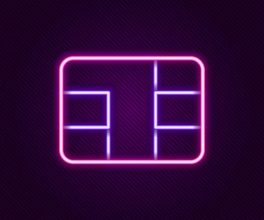 Siyah arkaplanda çip simgesi olan parlak neon hat kredi kartı. Temassız ödeme. Renkli taslak konsepti. Vektör