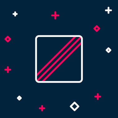 Çizgi Dikiş Deseni simgesi mavi arkaplanda izole edildi. Dikiş için işaretler. Renkli taslak konsepti. Vektör