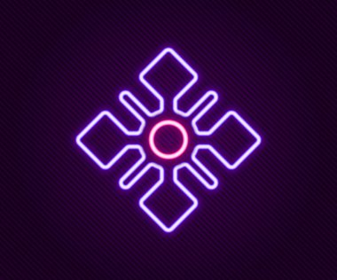 Parlayan neon hattı Kar Tanesi simgesi siyah arkaplanda izole edildi. Renkli taslak konsepti. Vektör