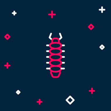 Kırkayak çizgi böceği simgesi mavi arkaplanda izole edildi. Renkli taslak konsepti. Vektör