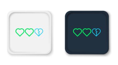 Oyun simgesi için Line Hearts beyaz arkaplanda izole edildi. Renkli taslak konsepti. Vektör