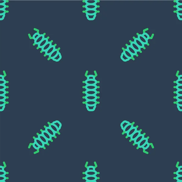 Line Centipede rovar ikon elszigetelt zökkenőmentes minta kék háttér. Vektor — Stock Vector