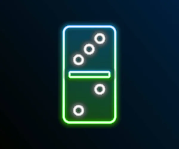 Világító neon vonal Domino ikon elszigetelt fekete háttérrel. Színes vázlat koncepció. Vektor — Stock Vector