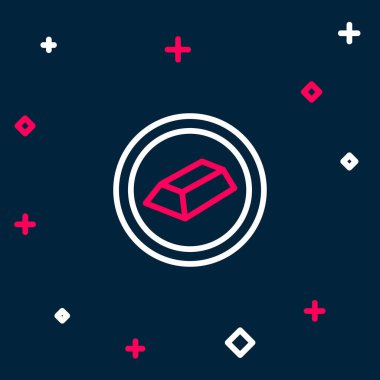 Hat Altın Çubukları simgesi mavi arkaplanda izole edildi. Bankacılık işi konsepti. Renkli taslak konsepti. Vektör