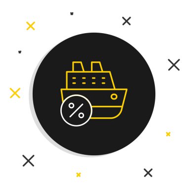 Line Cruise gemisi simgesi beyaz arkaplanda izole edildi. Seyahat turizmi deniz taşımacılığı. Yolcu gemisi, yolcu gemisi. Dünya çapında bir gezi. Renkli taslak konsepti. Vektör