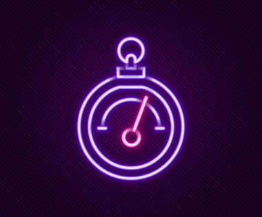 Parlayan neon hattı Barometre simgesi siyah arkaplanda izole edildi. Renkli taslak konsepti. Vektör