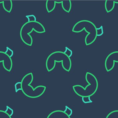 Çin şans kurabiyesi ikonu mavi arka planda izole edilmiş kusursuz desen. Geleneksel Asya. Vektör