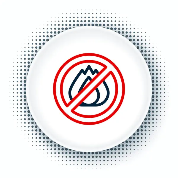 Linha Nenhum ícone de fogo isolado no fundo branco. Proibição de fogo e proibido. Conceito de esboço colorido. Vetor — Vetor de Stock