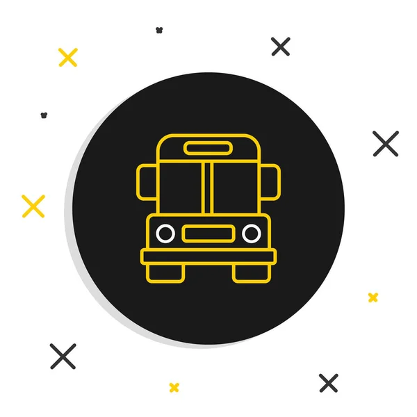 Satır Okul Otobüsü simgesi beyaz arkaplanda izole edildi. Toplu taşıma sembolü. Renkli taslak konsepti. Vektör — Stok Vektör