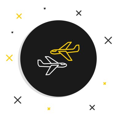 Çizgi düzlemi simgesi beyaz arkaplanda izole edildi. Uçan uçak ikonu. Uçak tabelası. Renkli taslak konsepti. Vektör