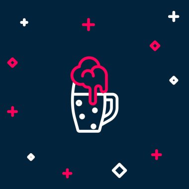 Mavi arka planda izole bira ikonu çizgisi. Renkli taslak konsepti. Vektör