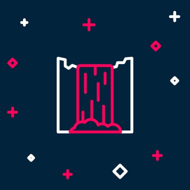 Şelale çizgisi simgesi mavi arkaplanda izole edildi. Renkli taslak konsepti. Vektör