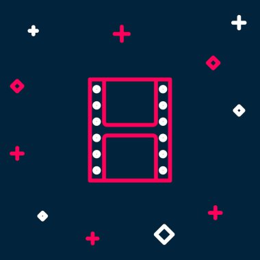 Satır Oynatma Video simgesi mavi arkaplanda izole edildi. Film şeridi tabelası. Renkli taslak konsepti. Vektör