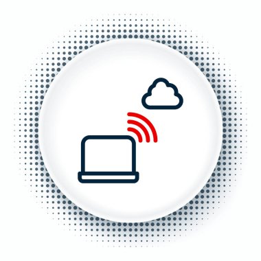 Çizgi Ağı bulut bağlantısı simgesi beyaz arkaplanda izole edildi. Sosyal teknoloji. Bulut hesaplama konsepti. Renkli taslak konsepti. Vektör