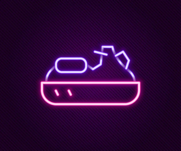 Linha de néon brilhante ícone de esqui Jet isolado no fundo preto. Scooter de água. Desporto extremo. Conceito de esboço colorido. Vetor — Vetor de Stock