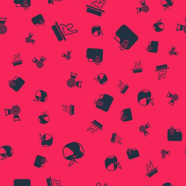 Apple, Erkek Çocuk elini kaldırıyor, Madalya ve Belge klasöründe pürüzsüz desen var. Vektör