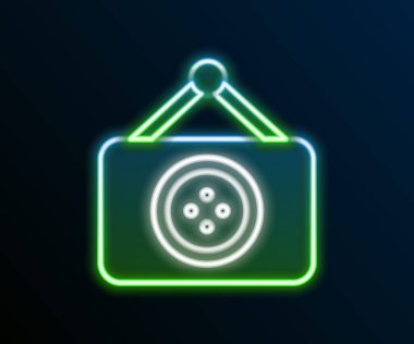 Parlayan neon hattı Terzi dükkânı simgesi siyah arka planda izole edildi. Renkli taslak konsepti. Vektör