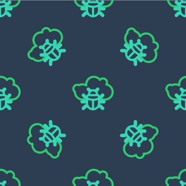 Bulut simgesindeki çizgi sistemi hatası mavi arkaplanda izole edilmiş pürüzsüz desen. Bulut hesaplama tasarım konsepti. Dijital ağ bağlantısı. Vektör